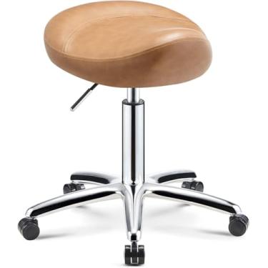 Imagem de Cadeiras Giratórias Do Trabalho Dos Termas Dos Salões De Beleza Do Escritório Dos Salões De Beleza Do Rolamento Dos Tamboretes De Sela Com Assento Do Plutônio E, Light Brown, One Size