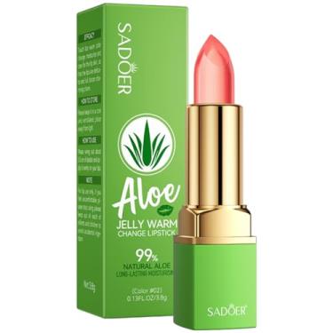 Imagem de SADOER Aloe Jelly Mudança de Cor a Calor, Batom Jelly, Hidratante com Brilho de Longa Duração, 5 Tons, 3,8g (Batom #02 3,8g)