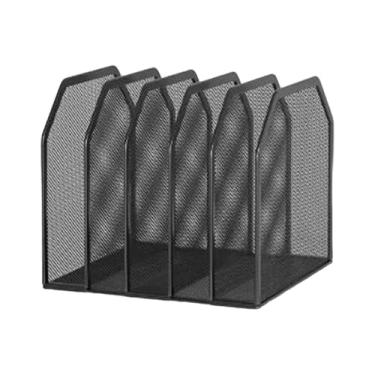 Imagem de Xgdsnly Organizador de Arquivos de Mesa, Bandeja de Correspondência de Metal, Elegante, Moderno, Suporte, Prateleira de Armazenamento, Organizador de Mesa, Su, Preto