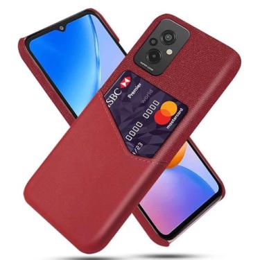 Imagem de Capa para Xiaomi Redmi 11 Prime 4G,Tela e tampa de couro PU,Antideslizante,360°cobertura completa à prova de choque com 1 slot de cartão atrás,Prevenção de queda-Red