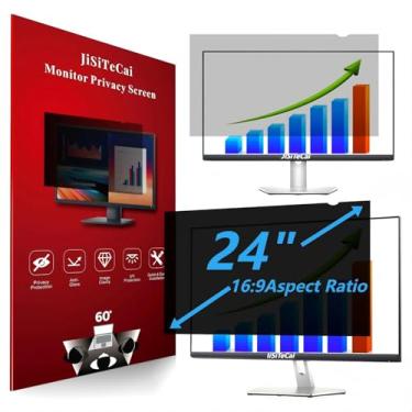 Imagem de JiSiTeCai Filtro De Privacidade Para Tela Computador 24" Monitor Widescreen 16:9, Proteção Ocular Removível Antirreflexo Contra Luz Azul, Película Protetora Anti-Espiã 24 Pol.