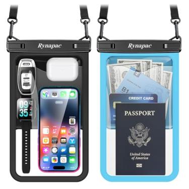 Imagem de [Até 25,4 cm] Bolsa grande à prova d'água para celular – Pacote com 2 capas de telefone à prova d'água para iPhone 17 16 15 Pro Max Galaxy S25 S24 Ultra, IPX8 Bolsa protetora de água para celular