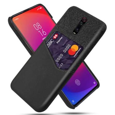 Imagem de Capa para Xiaomi Redmi K20,Tela e tampa de couro PU,Antideslizante,360°cobertura completa à prova de choque com 1 slot de cartão atrás,Prevenção de queda-Black
