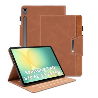Imagem de Capa para Samsung Galaxy Tab S10 FE/S9 FE 10,9 polegadas/S9 11 polegadas - suporte de visualização multiângulo com bolso, capa fólio de couro PU com fecho magnético, capa para tablet inteligente