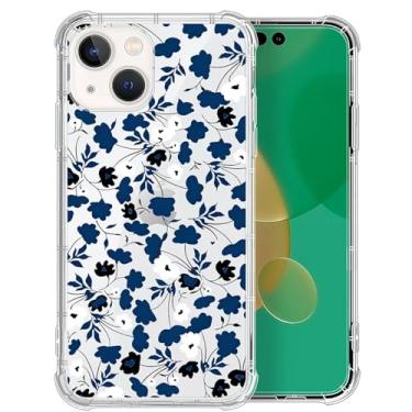 Imagem de Capa para iPhone 13, azul e branco lírio do vale capas transparentes padrão bonito capa para meninas homens capa fina macia à prova de choque