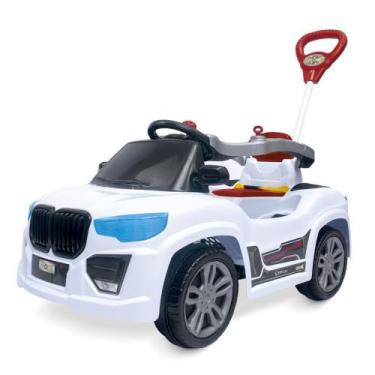 Imagem de Carrinho de Passeio Infantil 2 em 1, Branco, com Haste Direcionável e Pedal, Suporta até 30kg