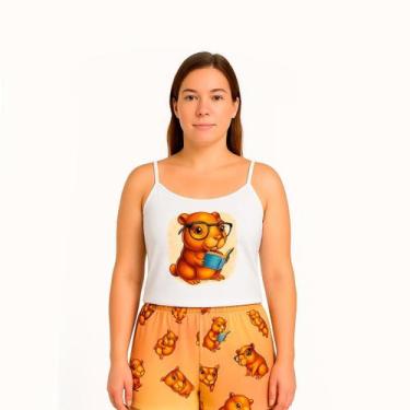 Imagem de Conjunto Pijama Feminino Stich e Capivara Leve, Estampado e Confortáve