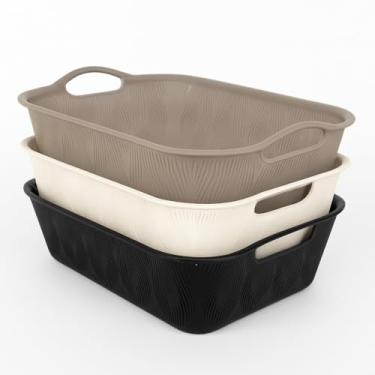 Imagem de Kit 3 Cestos Organizador Retangular Caixa Organizadora Multiuso Linha Premium M5 Armarinhos