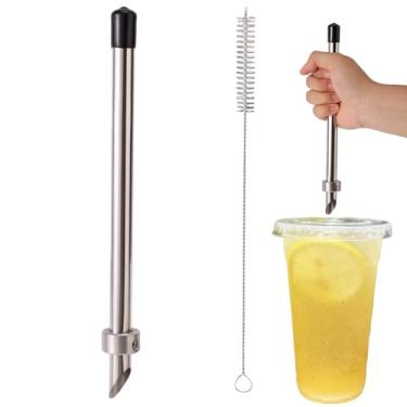 Imagem de Furador Palhinhas para Tampas de Plástico, Copos Limonada Furador Palhinha com Escova Limpeza para Lojas Sumos Cafés Bebidas Utensílios Bancas de Limonada