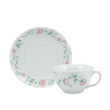 Imagem de Xícara Chá com Pires 200ml Porcelana Real by Schmidt - Dec. Tereza 234