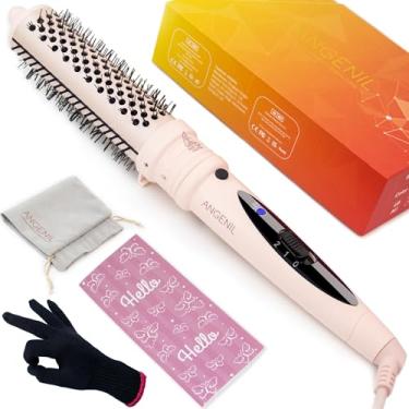 Imagem de ANGENIL Escova Térmica - Pente Aquecido Para Mulheres, Volumizador E Chapinha De 3,8 Cm, Modelador Cachos Cerâmica Turmalina, Removível, Sem Frizz, Íons Negativos, Bivolt, Beachwave, Rosa