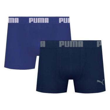Imagem de Kit 2 Cuecas Puma Boxer Sem Costura Masculina, Azul, Marinho, M