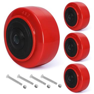 Imagem de ZDNEY Conjunto De 4 Rodízios Industriais 4", Roda Poliuretano Sobre Núcleo Poliolefina Com Rolamento Duplo - Capacidade Sólida 3.200 Libras, Uso Para Manuseio, Carrinhos