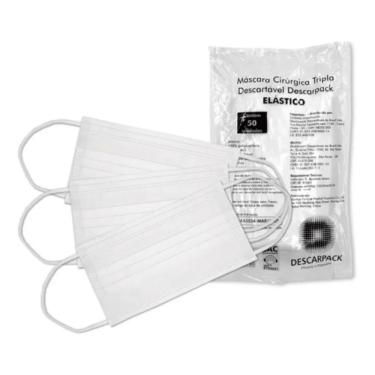 Imagem de Máscara Cirúrgica Descarpack Descartável Tripla 50 unidades