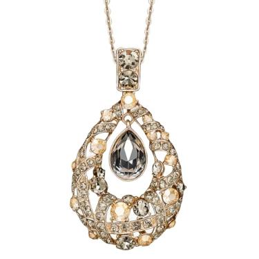 Imagem de Redariti Coleção de colares de pingente feminino – Correntes de liga de ouro e prata com pingentes de cristal, pedra da lua e declaração – Presente elegante para o Dia dos Namorados, aniversário