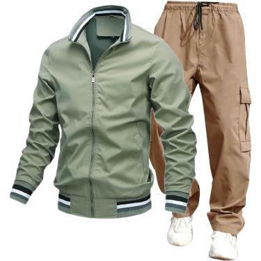 Imagem de Tracsuit Terno Esportivo Masculino Terno De Lazer Conjunto De Duas Peças Outono Inverno Tracsuits Terno De Corrida Moletom De Manga Comprida Masculino Jaqueta De Moletom Sem C, P Green, M