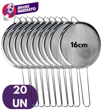 Imagem de Kit Peneira 16cm Aço Inox Conjunto Utensílio Para Cozinha Peneirar Pol