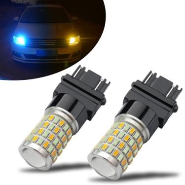 Imagem de iBrightstar Lâmpadas LED Switchback Super Bright 3157 4157 3155 3457 com substituição de projetor para luzes de circulação diurna/DRL e seta, azul gelo/âmbar