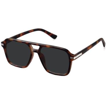 Imagem de Fozono Óculos de sol aviador retrô para mulheres e homens, quadrados, clássicos, anos 70, 80, 90, vintage, ponte, aviadores FZN813, Lente tartaruga/cinza, Standard