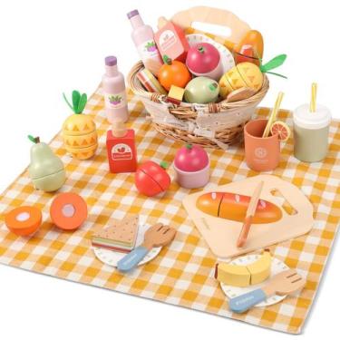 Imagem de Piquenique Playset Pithfor Wooden Play Food Set Kitchen