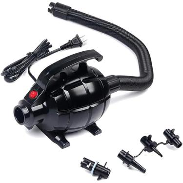 Imagem de LA FEIER Bomba de ar elétrica de 600 W para tapete de ginástica inflável, 110-120 V AC colchão inflador de enchimento rápido, portátil para boias de piscina/cama de ar/academia, 4 bocais