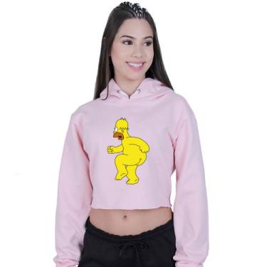 Imagem de Cropped Moletom Feminino Simpsons Homer BumBum - Lafre, Branco, M