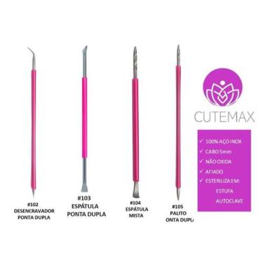 Imagem de Kit Cutelaria 4 Peças Profissional Espátulas de Cutícula Manicure Podo