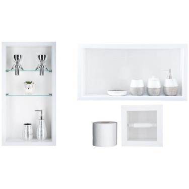 Imagem de Nicho Em Porcelanato Para Banheiro - kit com 3 peças (Branco) - Oeste 