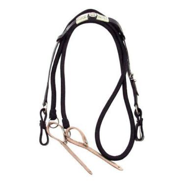 Imagem de Cabeçada e Rédea Para Cavalo Preta Trançada Aplique Zamac Circular - C