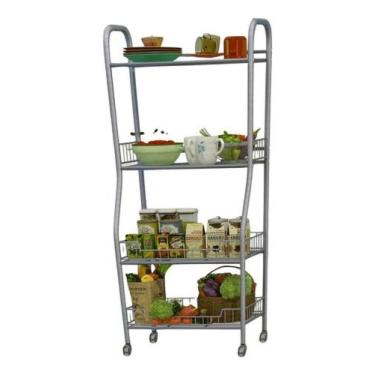 Imagem de Estante Ferro Organizador Multiuso 4 Prateleiras - Cinza - Members Mar