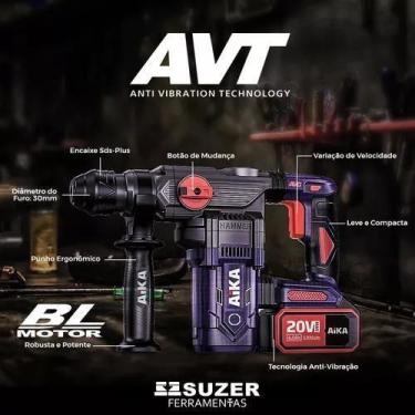 Imagem de Martelete De Impacto Sds Plus 14 20V Com Duas Baterias Aika