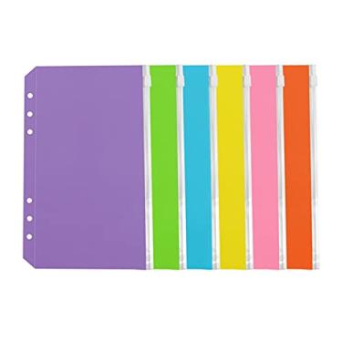 Imagem de Pastas de arquivo 6 peças A6 fichário colorido 6 furos folha solta zíper saco sacos de arquivo para documentos de escritório acessórios pasta acessórios
