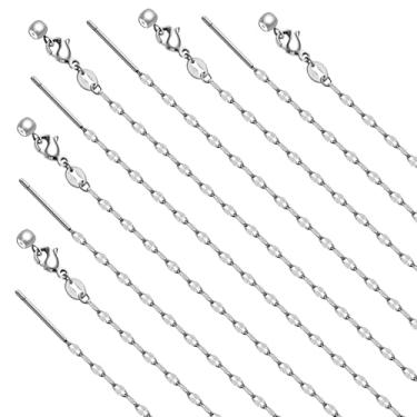 Imagem de Pacote com 10 colares de aço inoxidável delicados para lábios, ajustável, com rolha de borracha para fabricação de joias