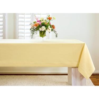 Imagem de Solino Home Toalha de mesa de linho para mesas retangulares 152 x 232 cm - Toalha de mesa 100% linho puro palha dourada - Toalha de mesa de pano lavável na máquina