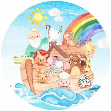 Imagem de Painel De Lona Redondo Arca de Noe Infantil Aquarela - Fabrika de Fest