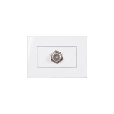 Imagem de Placa Para Móveis 65x45 Com Tomada Antena De Tv Margirius Sleek Para Cabo Coaxial Branca