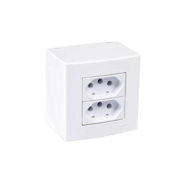 Imagem de Caixa De Sobrepor 75x75 Com Tomada Dupla Margirius Sleek 2p+t 20a Branca
