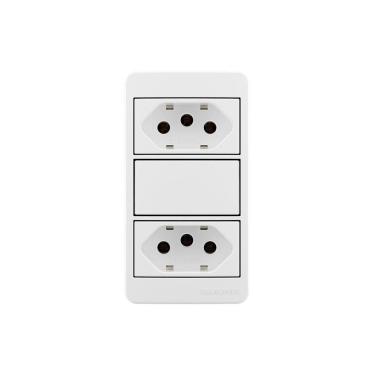 Imagem de Placa Para Condulete Caixa 3/4" Com Tomada Dupla 2p+t 20a Margirius Sleek Branca Branco
