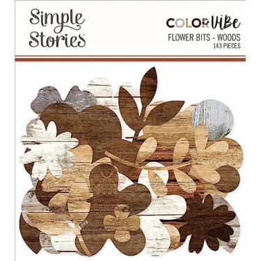 Imagem de SIMPLE STORIES Color Vibe Cartolina Flores Bits & Pieces 143/Pkg-Woods, Woods
