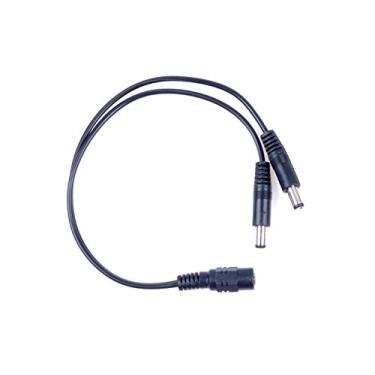 Imagem de 1 fêmea para 2 machos, linha de distribuição de energia CC de 5,5 mm x 2,1 mm, linha adaptadora, cabo tipo Y, para câmera de estacionamento CCTV de segurança, barra de luz LED