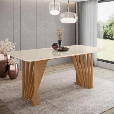 Imagem de Mesa de Jantar Adriana 180 cm Ambiente Canto Arredondado com Vidro Nat