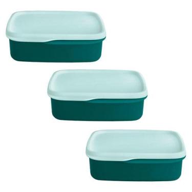 Imagem de Kit 3 Potes Herméticos Tupperware Basic Line com Divisória 550ml