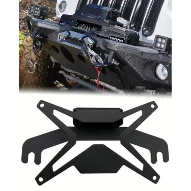 Imagem de FYWZ Suporte universal para placa de licença frontal, suporte de placa de licença de aço resistente Quick-Flip para Hawse Fairlead de 25 cm compatível com Jeep Wrangler, caminhonete, SUVs RVs e