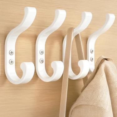 Imagem de Ganchos de parede grandes para pendurar casacos – montado na parede, resistente, comporta 13,6 kg, gancho de porta para mochilas, roupas, toalhas, chapéus, bolsas, ganchos rosqueados para banheiro