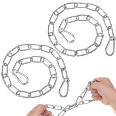 Imagem de Pacote com 2 correntes de portão para cerca ao ar livre com mosquetões, trava de corrente de portão de aço inoxidável de 50 cm, corrente de pendurar para portão, casa, acampamento, acampamento