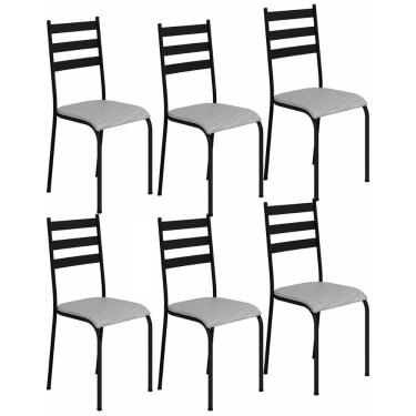 Imagem de Kit 6 Cadeiras 541 Sala Jantar Cozinha Pés Aço Tubular Cinza Preto