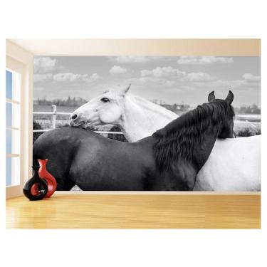 Imagem de Papel De Parede Animais Casal Cavalos Fazenda 3,5M Anm329