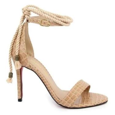 Imagem de Sandália VL Croco com Cordinha Bico Redondo e Salto Fino 8cm - Vitória