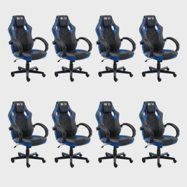 Imagem de Kit 8 Cadeiras Gamer Giratória Regulavel Quest