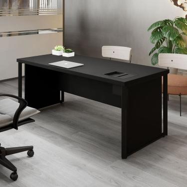 Imagem de Mesa de Escritório Diretor 200cm com Caixa de Tomadas e Porta Objetos F5 Office Preto